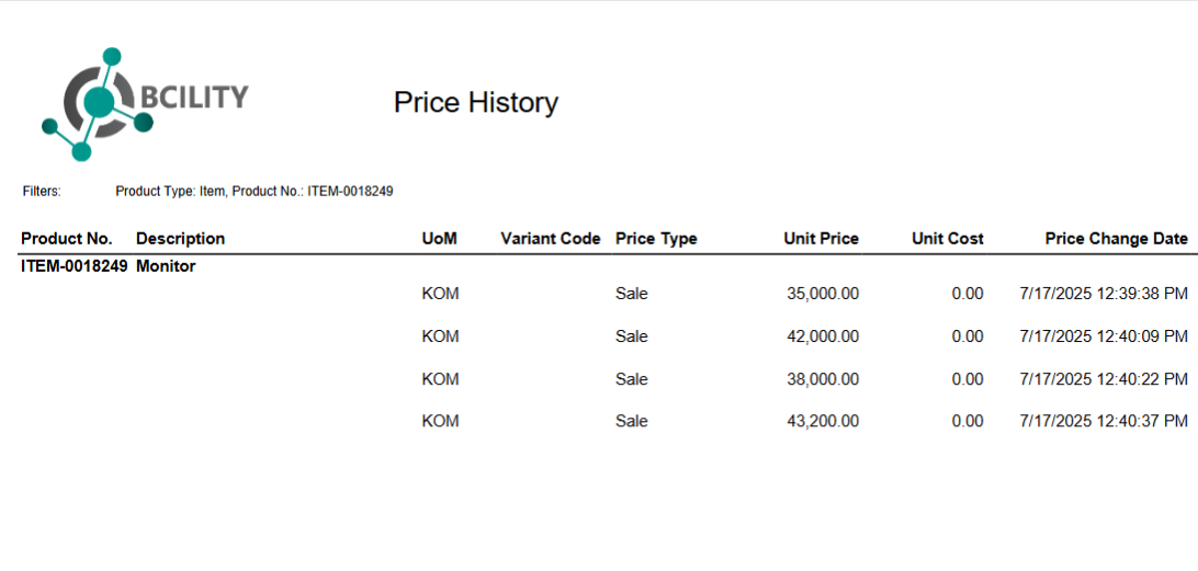 PriceHistory
